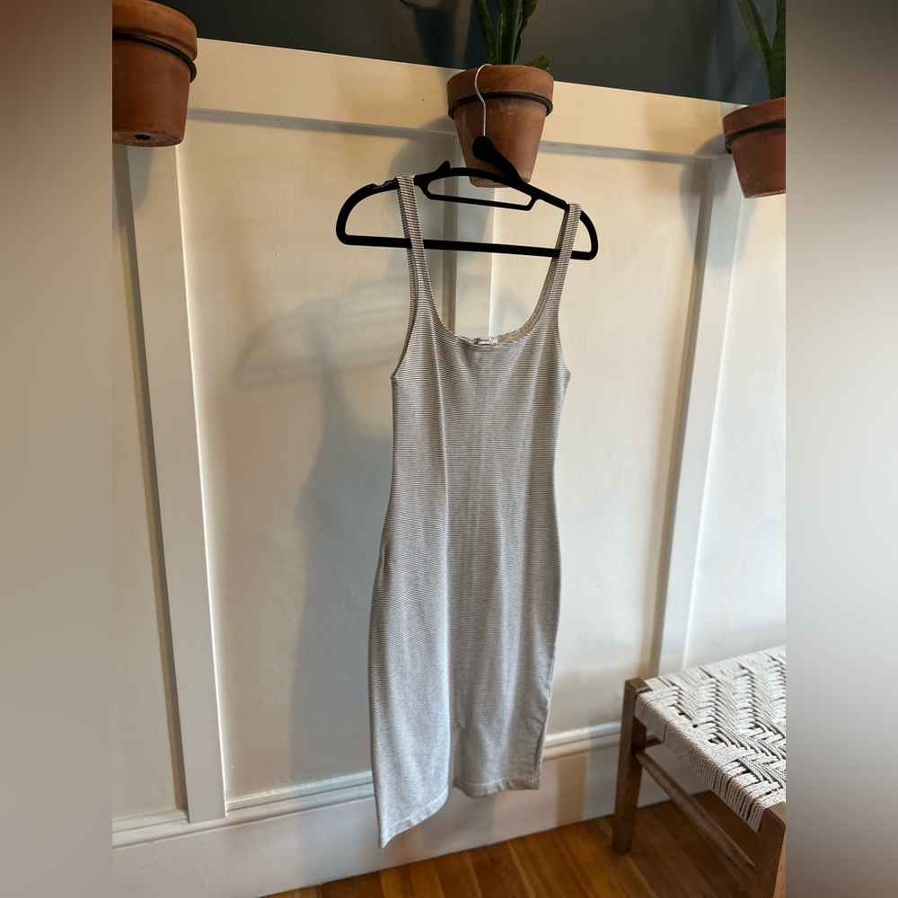 ZARA Navy and White Striped Fitted BodyCon Dress